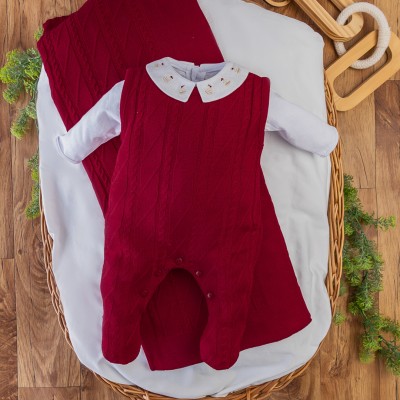  Saída de Maternidade Allan Barquinho Bege -  Vermelho